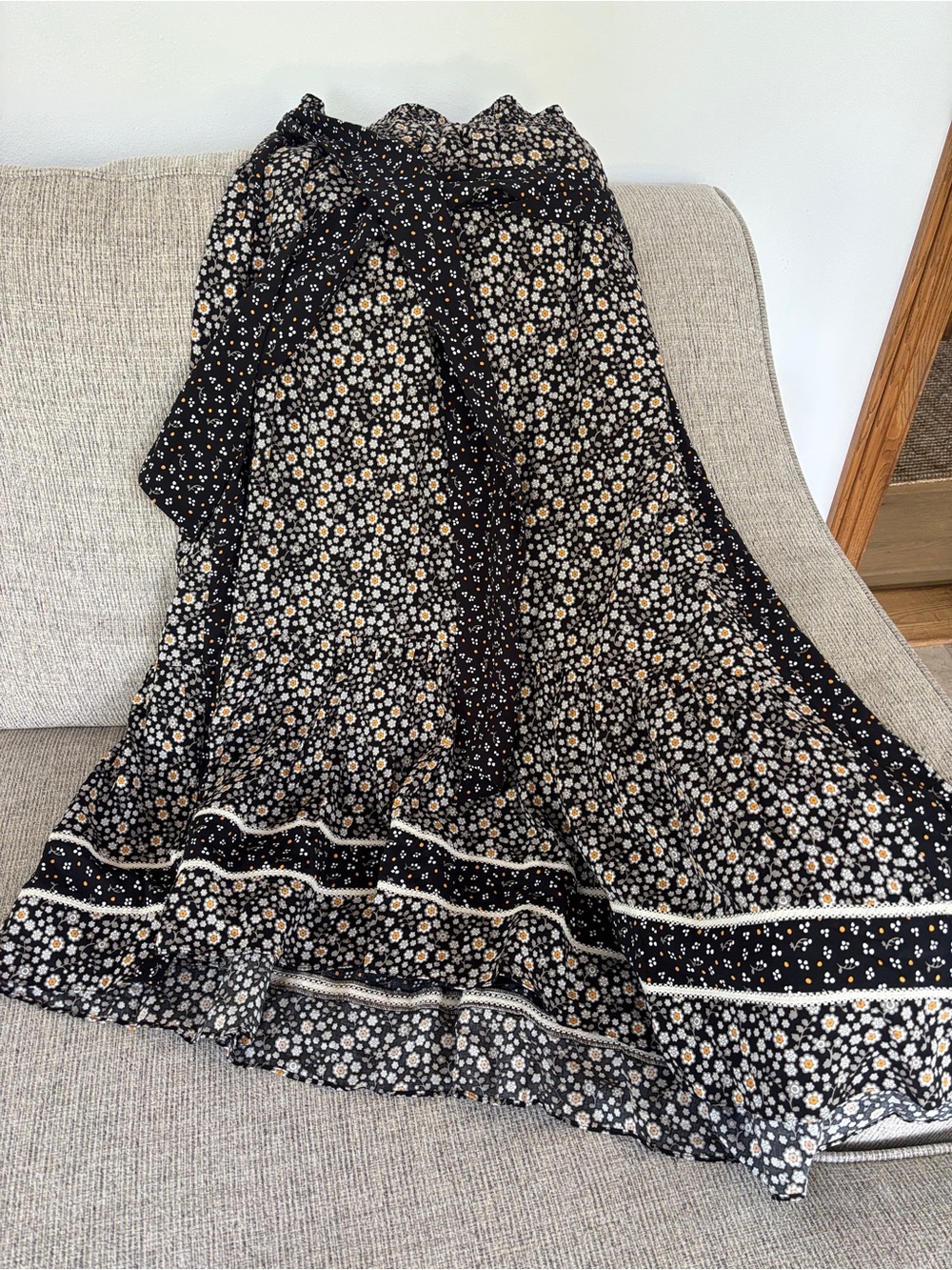 ME+EM Floral Maxi Skirt with Cream & White Blossoms